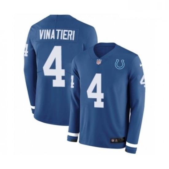 Men Nike Indianapolis Colts 4 Adam Vinatieri Limited Blue Therma Long Sleeve NFL Jersey