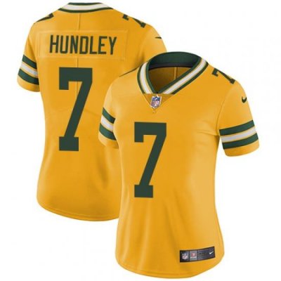 Womens Nike Packers #7 Brett Hundley  Limited Gold Rush Vapor Untouchable NFL Jersey