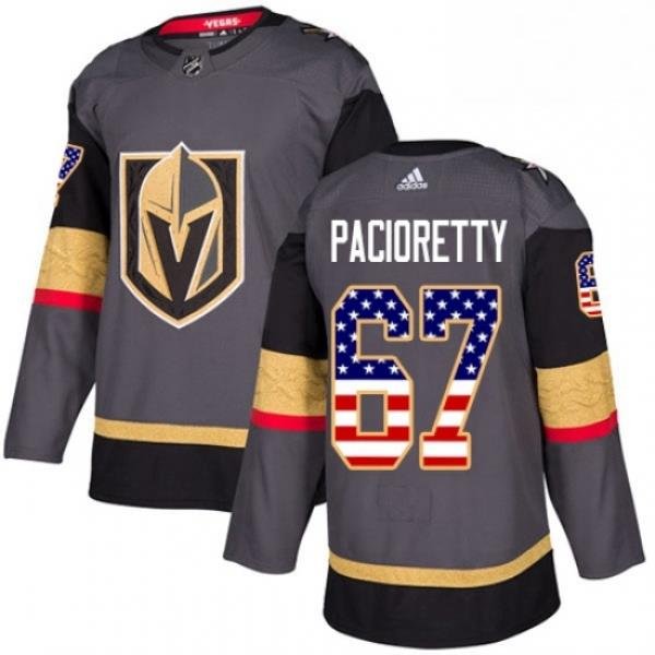 Youth Adidas Vegas Golden Knights 67 Max Pacioretty Authentic Gray USA Flag Fashion NHL Jersey