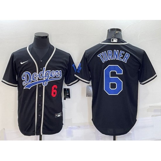 Men Los Angeles Dodgers  Black Cool Base Stitched Baseball Jersey