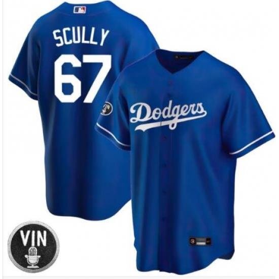 Women Nike Los Angeles Dodgers 67 Vin Scully Blue Cool Base Stitched MLB Jersey