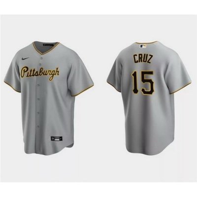 Men Pittsburgh Pirates 15 Oneil Cruz Grey Cool Base Stitched Baseball Jersey