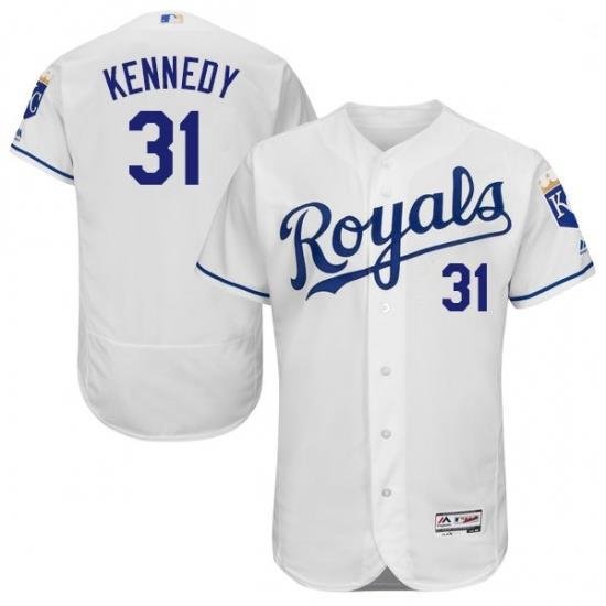 Mens Majestic Kansas City Royals 31 Ian Kennedy White Flexbase Authentic Collection MLB Jersey