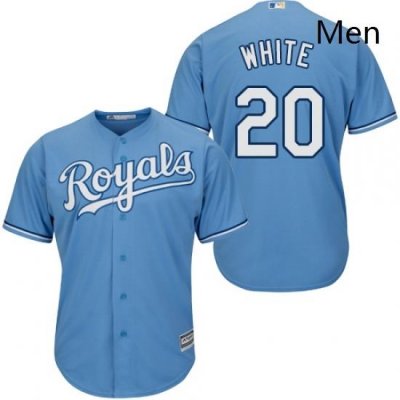 Mens Majestic Kansas City Royals 20 Frank White Replica Light Blue Alternate 1 Cool Base MLB Jersey