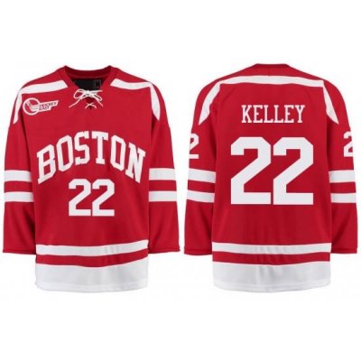 Boston University Terriers BU 22 Tommy Kelley Red Stitched Hockey Jersey