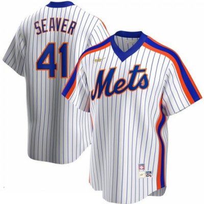 Men NeW York Mets 41 Tom Seaver Nike Home CooperstoWn Collection Player MLB Jersey White