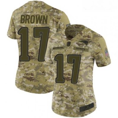 Patriots #17 Antonio Brown Camo Women Stitched Football Limited 2018 Salute to Service Jersey