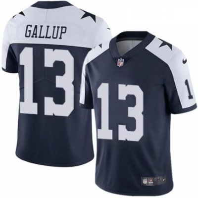 Mens Nike Dallas Cowboys 13 Michael Gallup Navy Blue Throwback Alternate Vapor Untouchable Limited Player NFL Jersey