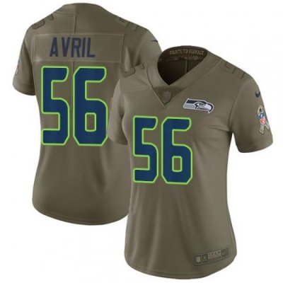 Womens Nike Seahawks #56 Cliff Avril Olive  Stitched NFL Limited 2017 Salute to Service Jersey