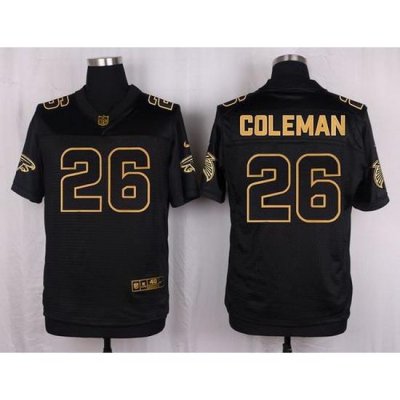 Nike Falcons #26 Tevin Coleman Black Mens Stitched NFL Elite Pro Line Gold Collection Jersey