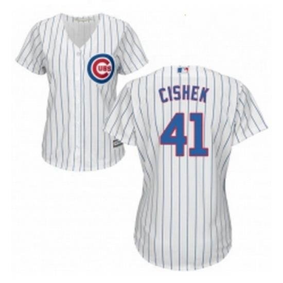 Womens Majestic Chicago Cubs 41 Steve Cishek Replica White Home Cool Base MLB Jersey