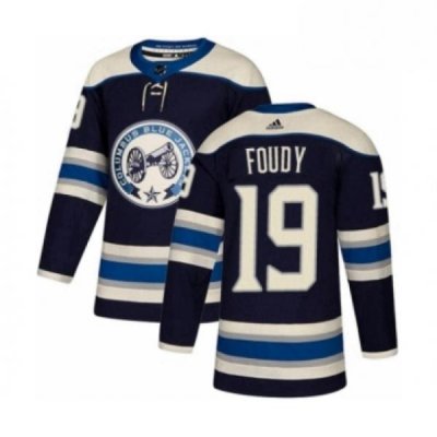 Mens Adidas Columbus Blue Jackets 19 Liam Foudy Premier Navy Blue Alternate NHL Jersey