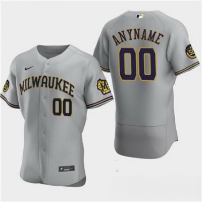 Men Women youth Custom Milwaukee Brewers Custom 50th Anniversary 2020 Gray Flexbase Jersey