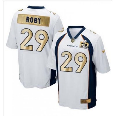 Nike Broncos #29 Bradley Roby White Mens Stitched NFL Game Super BoWl 50 Collection Jersey