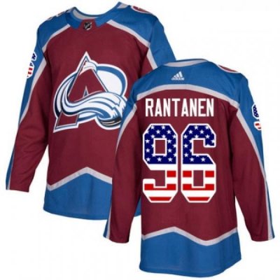 Youth Adidas Colorado Avalanche 96 Mikko Rantanen Authentic Burgundy Red USA Flag Fashion NHL Jersey