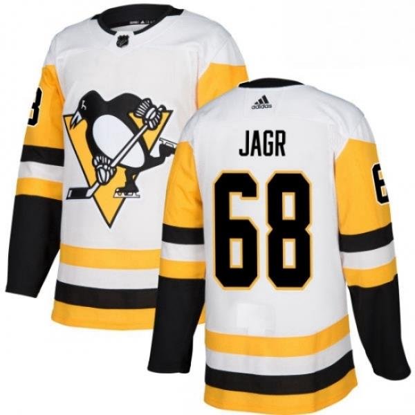 Mens Adidas Pittsburgh Penguins 68 Jaromir Jagr Authentic White Away NHL Jersey