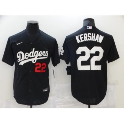 Men Nike Los Angeles Dodgers 22 Clayton KershaW Black Authentic Jersey