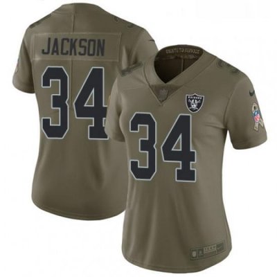 Womens Nike Oakland Raiders 34 Bo Jackson Limited Olive 2017 Salute to Service NFL Jersey