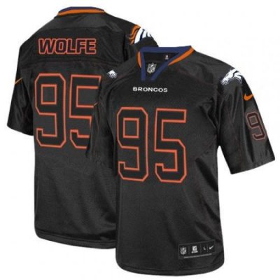 Nike Broncos #95 Derek Wolfe Lights Out Black Mens Stitched NFL Elite Jersey