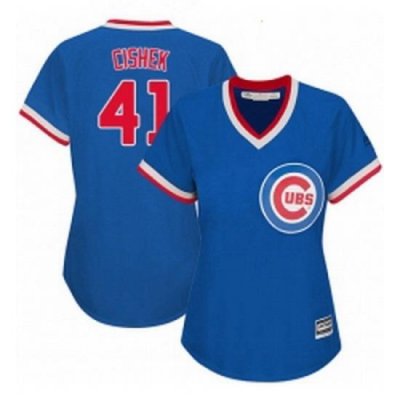 Womens Majestic Chicago Cubs 41 Steve Cishek Authentic Royal Blue Cooperstown MLB Jersey