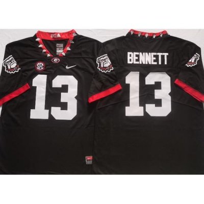 Men #13 Stetson Bennett Georgia Bulldogs Mascot 100th Anniversary College Football Jerseys Black