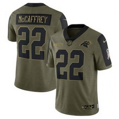 Youth Carolina Panthers 22 Christian McCaffrey Nike Olive 2021 Salute To Service Jersey