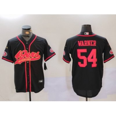 Men San Francisco 49ers 54 Fred Warner Black With Patch Cool Base Stitched Baseball Jersey 2