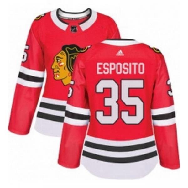 Womens Adidas Chicago Blackhawks 35 Tony Esposito Authentic Red Home NHL Jersey