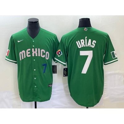 Men's Mexico Baseball #7 Julio Urias Number Green 2023 World Baseball Classic Stitched Jersey