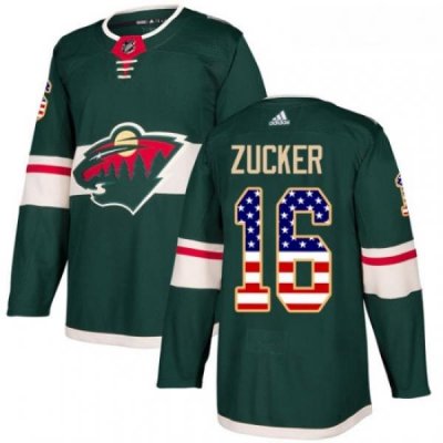 Youth Adidas Minnesota Wild 16 Jason Zucker Authentic Green USA Flag Fashion NHL Jersey