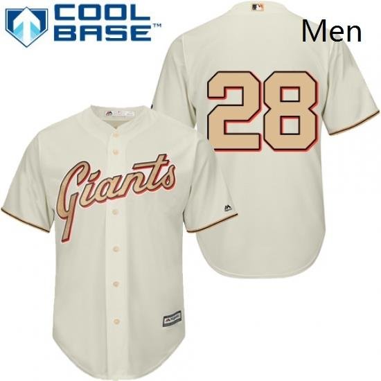 Mens Majestic San Francisco Giants 28 Buster Posey Replica Cream Commemorative Cool Base MLB Jersey