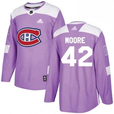 Mens Adidas Montreal Canadiens 42 Dominic Moore Authentic Purple Fights Cancer Practice NHL Jersey