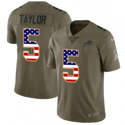 Mens Nike Buffalo Bills 5 Tyrod Taylor Limited OliveUSA Flag 2017 Salute to Service NFL Jersey