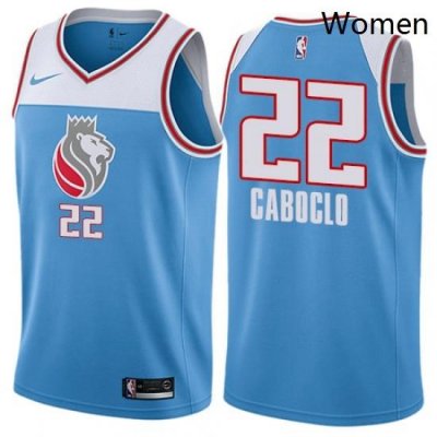 Womens Nike Sacramento Kings 22 Bruno Caboclo Swingman Blue NBA Jersey City Edition