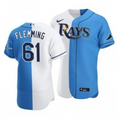 Men Tampa Bay Rays 61 Josh Fleming Split White Blue TWo Tone Jersey