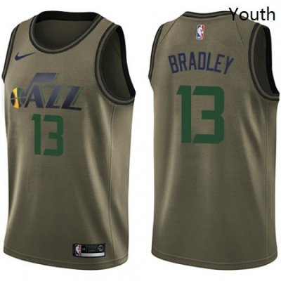 Youth Nike Utah Jazz 13 Tony Bradley Swingman Green Salute to Service NBA Jersey