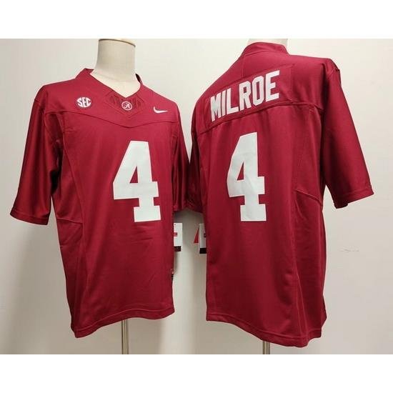 Alabama Crimson Tide Jalen Milroe #4 Red F U S E Stitched Jersey