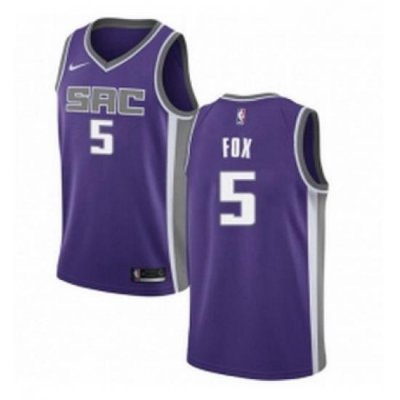 Youth Nike Sacramento Kings 5 DeAaron Fox Authentic Purple Road NBA Jersey Icon Edition