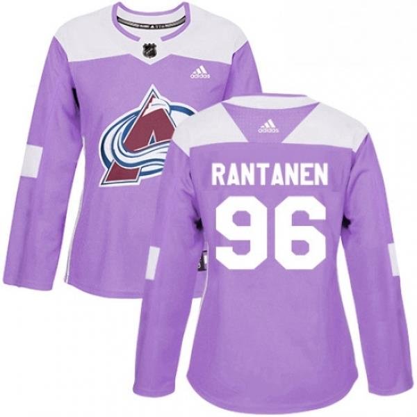 Womens Adidas Colorado Avalanche 96 Mikko Rantanen Authentic Purple Fights Cancer Practice NHL Jersey