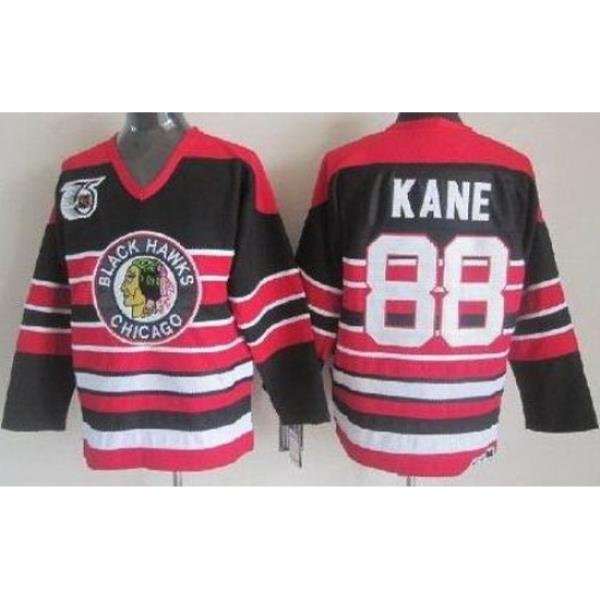 Chicago Blackhawks 88 Patrick Kane Black 75th Throwback CCM NHL Jerseys