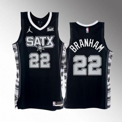 Men San Antonio Spurs 22 Malaki Branham 2022 23 Black Black Stitched Basketball Jersey