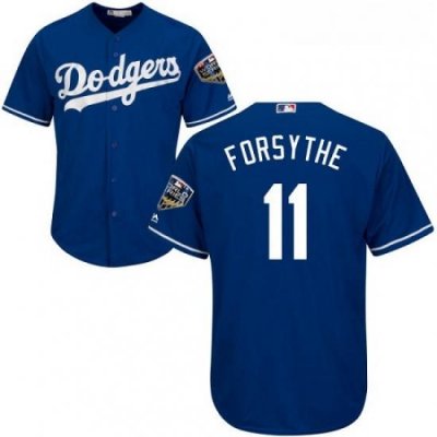 Youth Majestic Los Angeles Dodgers 11 Logan Forsythe Authentic Royal Blue Alternate Cool Base 2018 World Series MLB Jersey