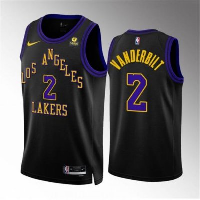 Men Los Angeles Lakers 2 Jarred Vanderbilt Black 2023 24 City Edition Stitched Basketball Jersey