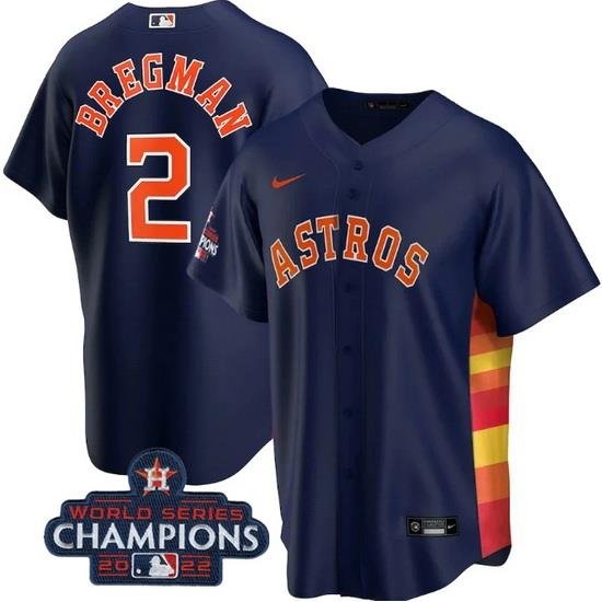 Men Houston Astros 2 Alex Bregman Navy 2022 World Series Champions Stitched Baseball Jersey