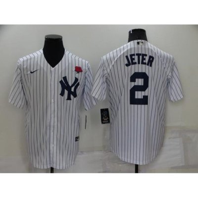 Men NeW York Yankees 2 Derek Jeter White Cool Base Stitched Baseball Jerseys