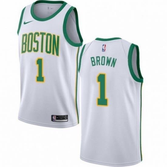 Mens Nike Boston Celtics 1 Walter Brown Swingman White NBA Jersey City Edition