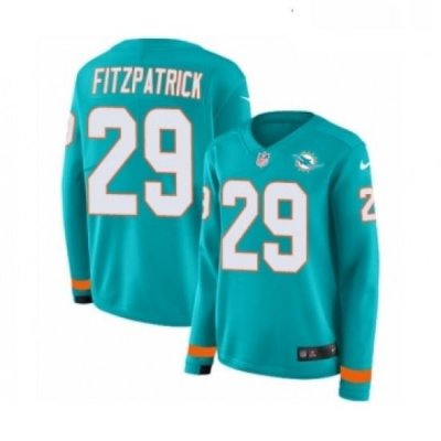 Womens Nike Miami Dolphins 29 Minkah Fitzpatrick Limited Aqua Therma Long Sleeve NFL Jersey