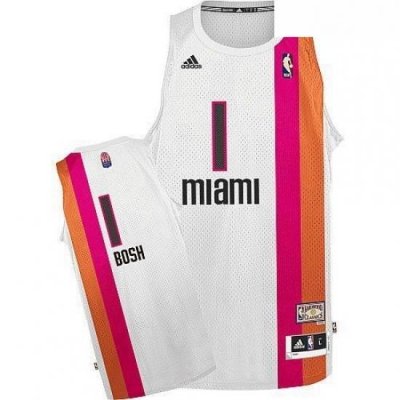 Mens Adidas Miami Heat 1 Chris Bosh Swingman White ABA Hardwood Classic NBA Jersey