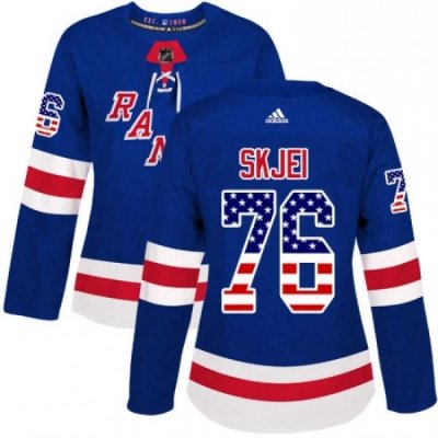 Womens Adidas New York Rangers 76 Brady Skjei Authentic Royal Blue USA Flag Fashion NHL Jersey