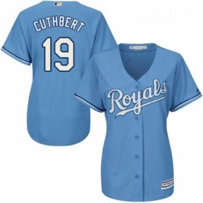 Womens Majestic Kansas City Royals 19 Cheslor Cuthbert Replica Light Blue Alternate 1 Cool Base MLB Jersey